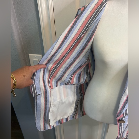 🖤”Laundry By Shelli Segal” NWT Multicolor Striped Blazer w/ Pockets - Picture 12 of 15